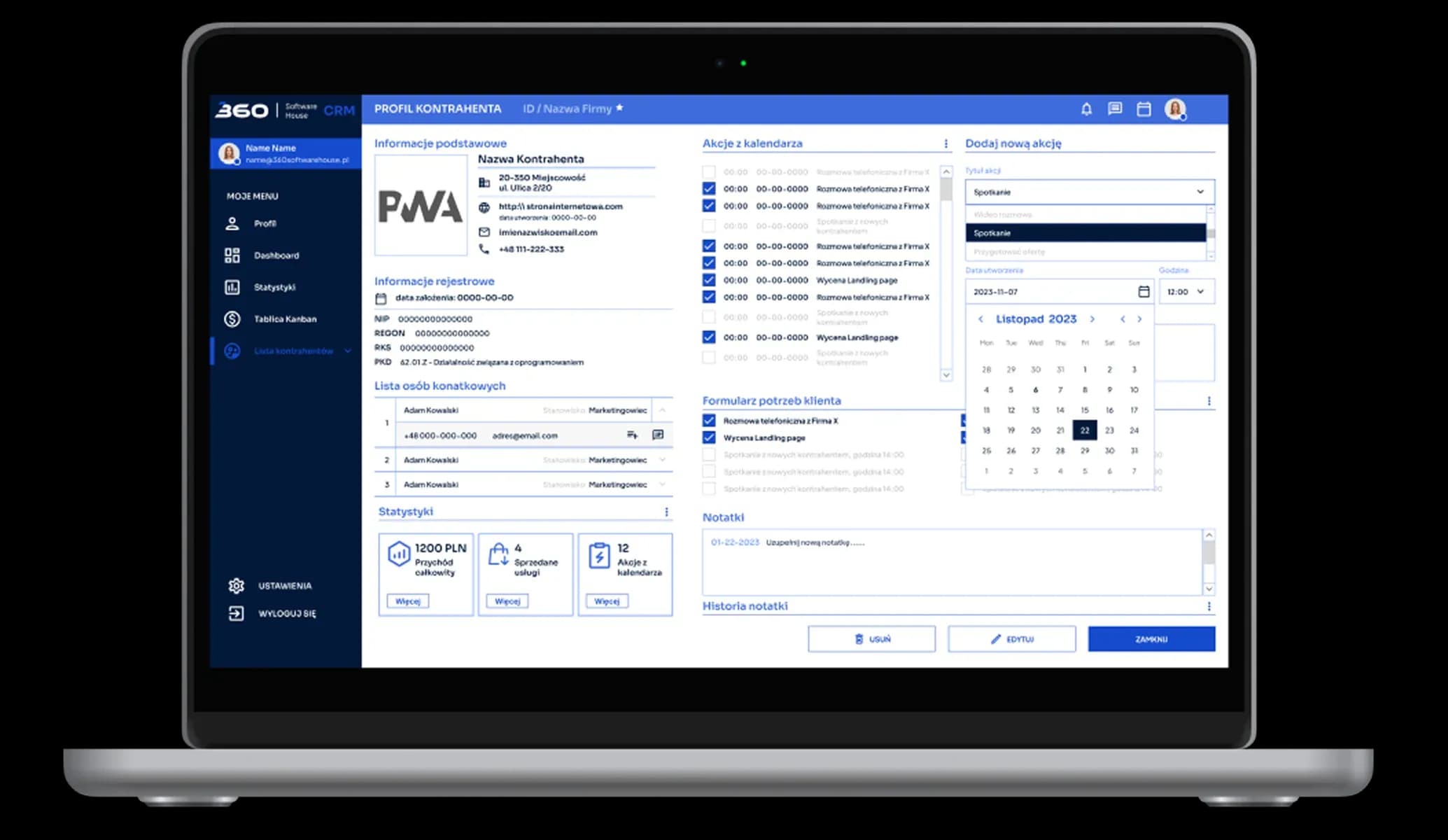 System CRM 360 - zrzut ekranu 1