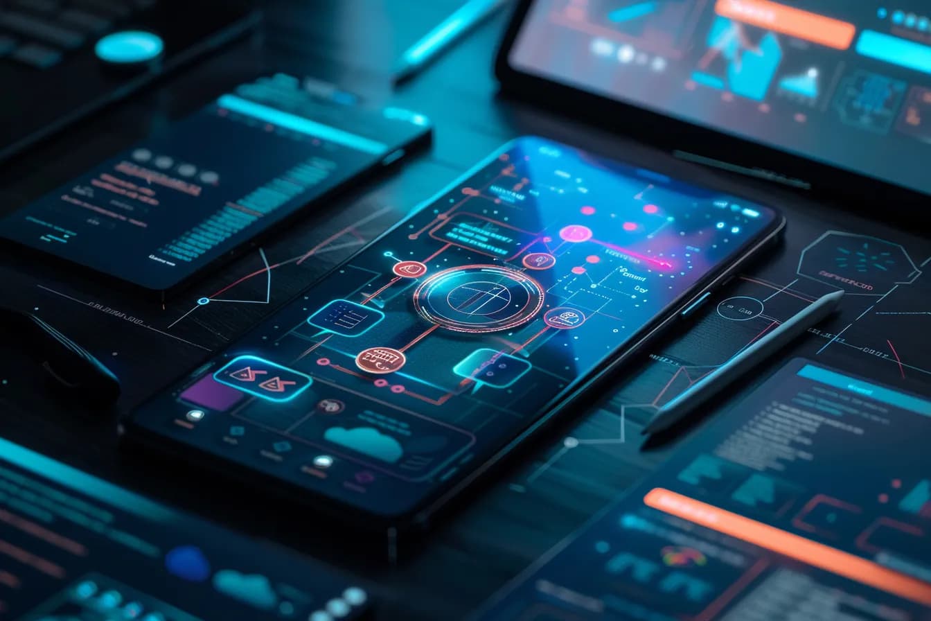 A phone showing a colourful mobile app screen